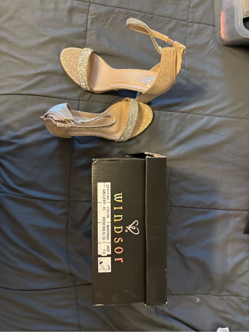 Windsor Gold Sparkle Ankle-Strap Heels